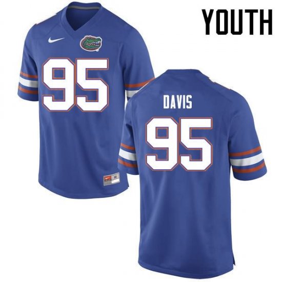 Youth Florida Gators #95 Keivonnis Davis NCAA Nike Blue Authentic Stitched College Football Jersey DCR3162YI